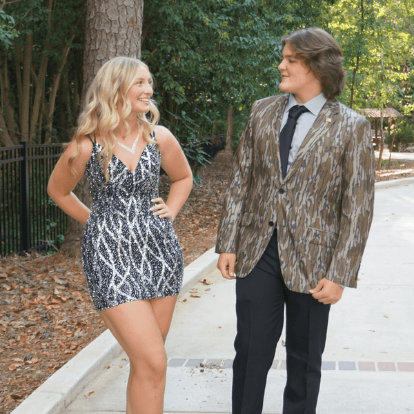 girl and boy going to a dance while boy is wearing a Perfect Pattern Sportcoat
