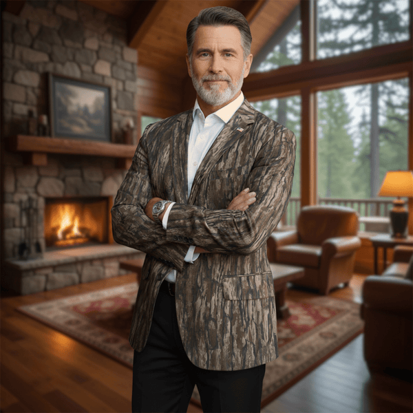 Man standing in nice home wearing a Realtree Legacy Perfect Pattern Sportcoat