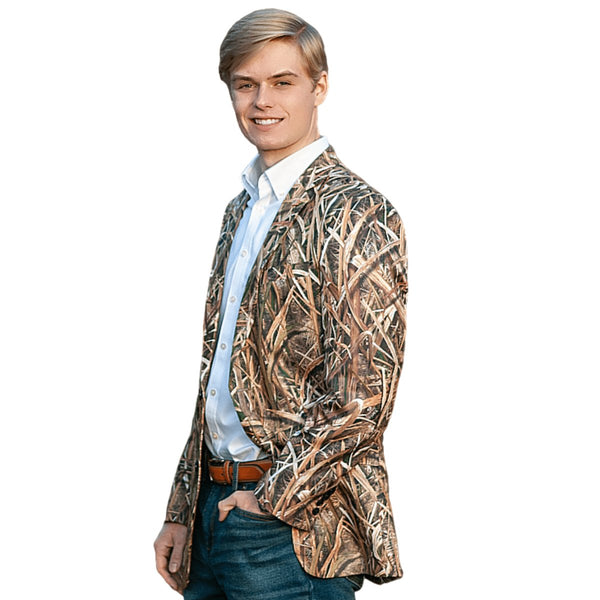 Men's Perfect Pattern Sportcoats Camo Blazer, Mossy Oak Blazer, Camouflage Suit coat, Shadow Grass Blades Blazer Sportcoat